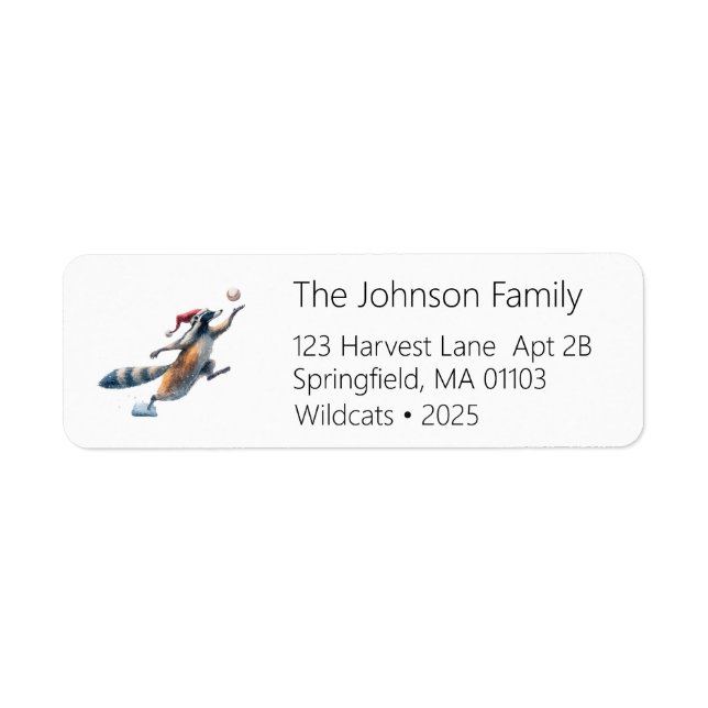 Racoon Baseball Address Label (Front)