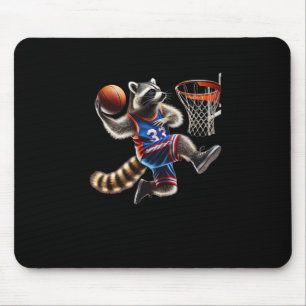 Racoon Basketball Dunk Art - Fun Sports Animal Il Mouse Pad