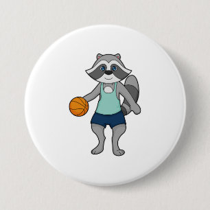 Racoon Basketball player Basketball 7.5 Cm Round Badge