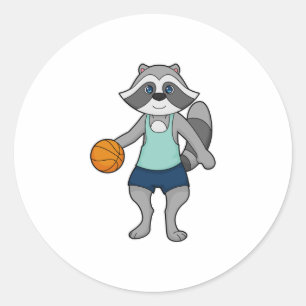 Racoon Basketball player Basketball Classic Round Sticker