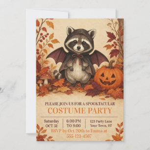 Racoon Bat Costume Halloween Party Invitation