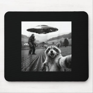 Racoon Bigfoot Selfie Ufo Funny Racoon Alien Bigfo Mouse Pad