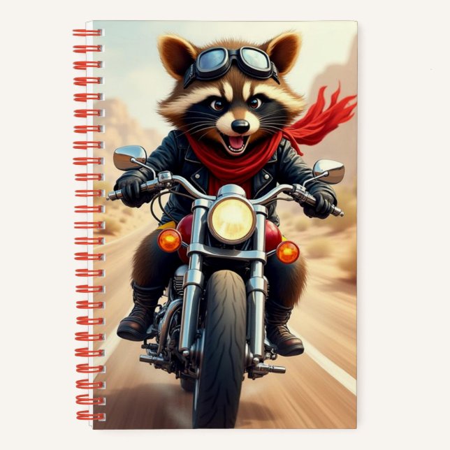 Racoon Biker, author Natasha Us   Notebook (Front)