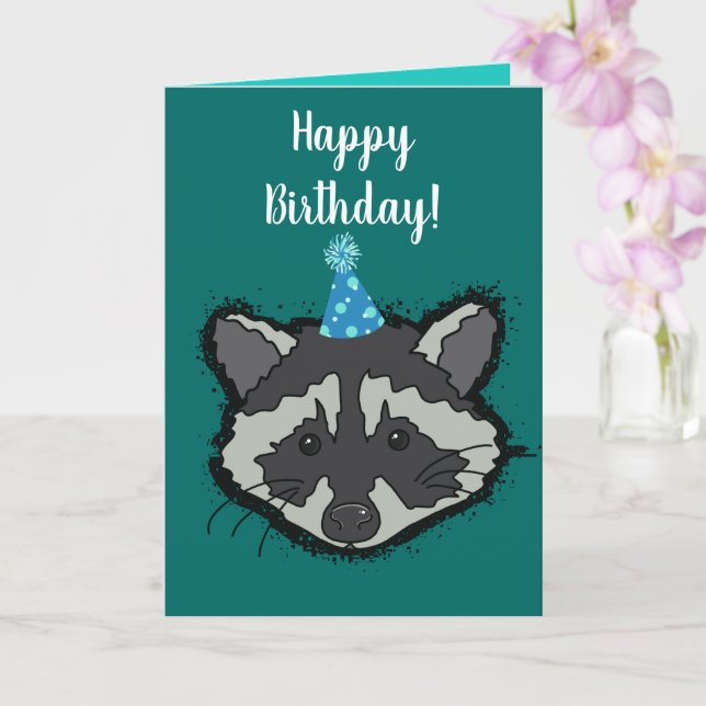 Racoon Birthday card (Orchid)