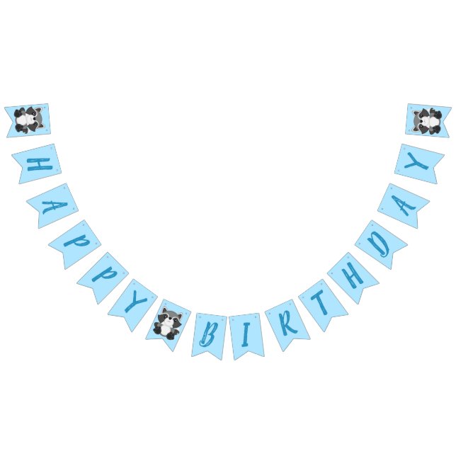 Racoon Birthday Party Blue Bunting (All)