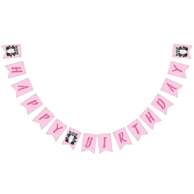 Racoon Birthday Party Pink Bunting (All)