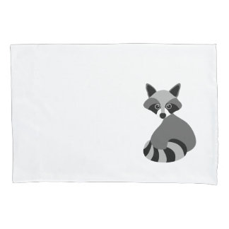Racoon Black and White Illustration Pillowcase