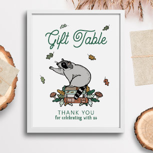 Racoon Book Themed Party Gift Table Sign