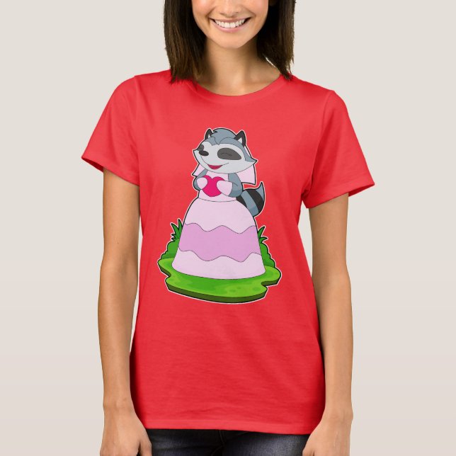Racoon Bride Heart Wedding T-Shirt (Front)