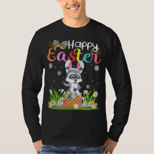 Racoon Bunny Egg Hunting Funny Racoon Happy East T-Shirt