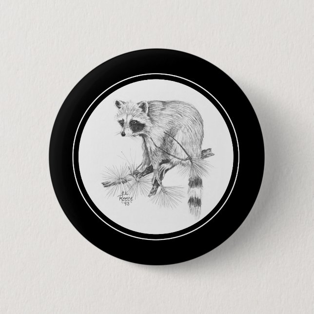 Racoon Button in pencil (Front)