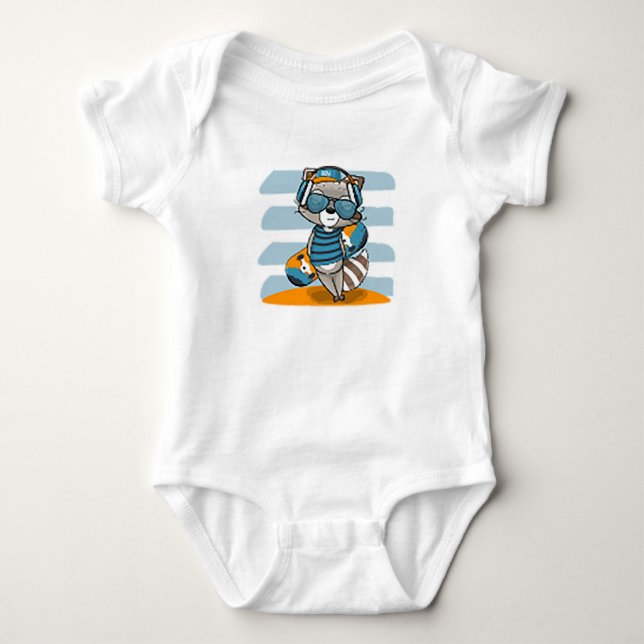 Racoon Cartoon  Baby Bodysuit (Front)