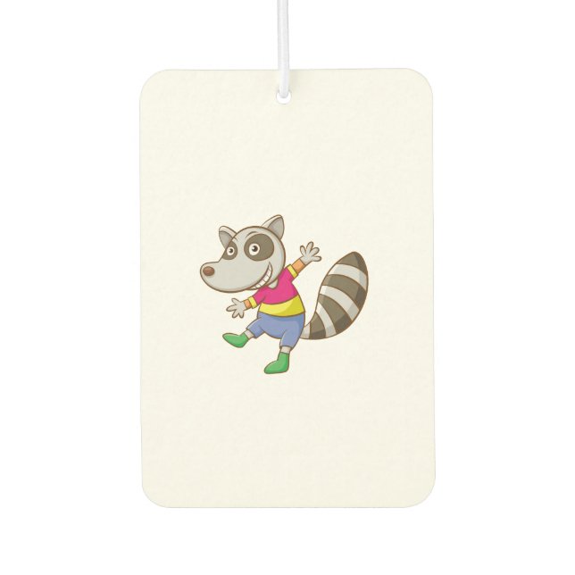 Racoon cartoon car air freshener (Front)