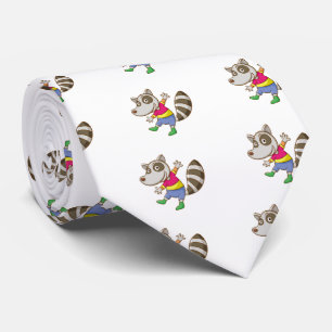 Racoon cartoon tie
