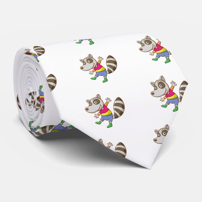 Racoon cartoon tie (Rolled)