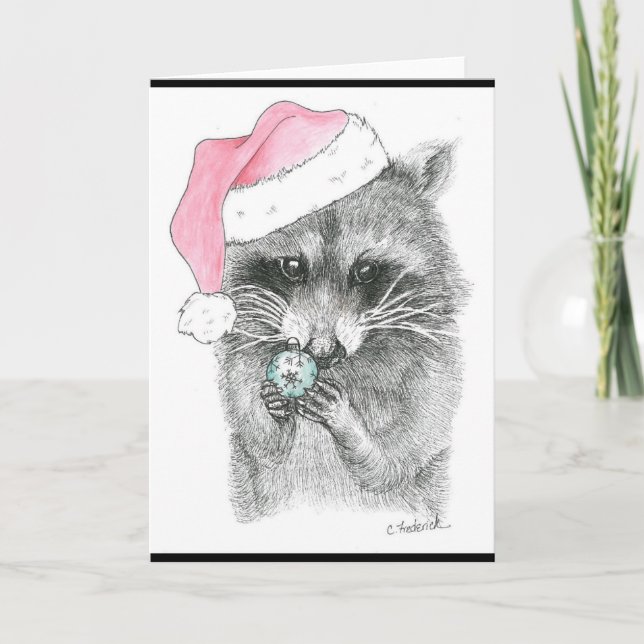 Racoon Christmas Holiday Card (Front)