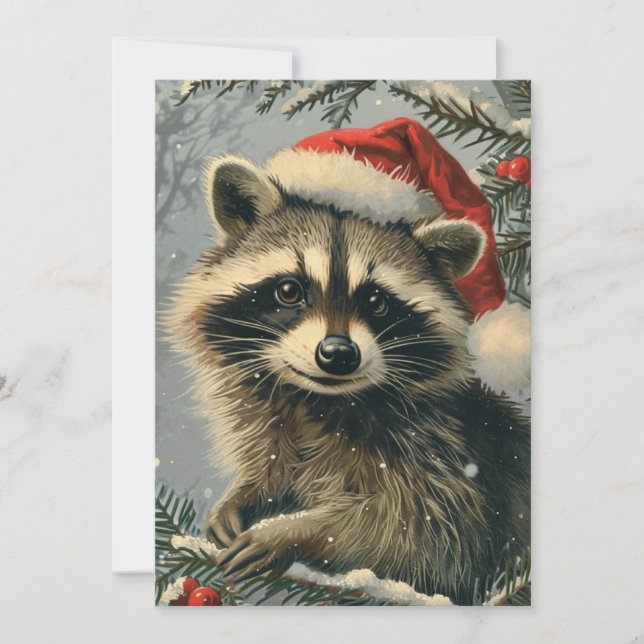 Racoon Christmas Holiday Card (Front)