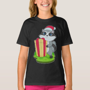 Racoon Christmas Santa hat T-Shirt