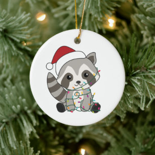 Racoon Christmas Snow Winter Raccoons Ceramic Tree Decoration
