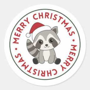 Racoon Christmas Snow Winter Raccoons Classic Rou Round Sticker