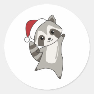 Racoon Christmas Snow Winter Raccoons Classic Round Sticker