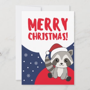 Racoon Christmas Snow Winter Raccoons Holiday Car Card