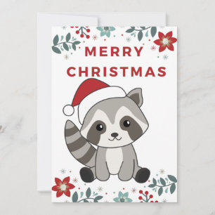 Racoon Christmas Snow Winter Raccoons Holiday Car Card