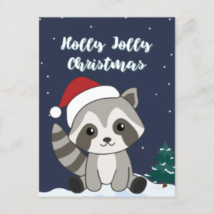 Racoon Christmas Snow Winter Raccoons Holiday Pos Postcard