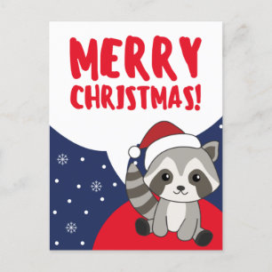 Racoon Christmas Snow Winter Raccoons Holiday Pos Postcard