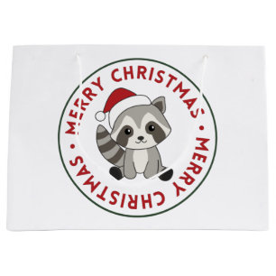 Racoon Christmas Snow Winter Raccoons Large Gift  Bag