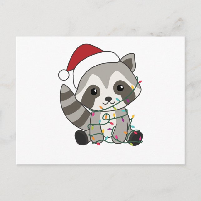 Racoon Christmas Snow Winter Raccoons Postcard (Front)