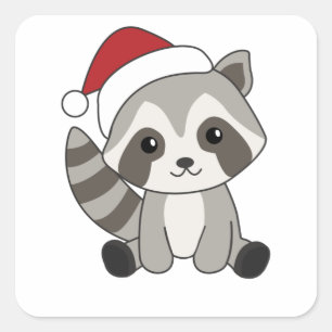 Racoon Christmas Snow Winter Raccoons Square Sticker