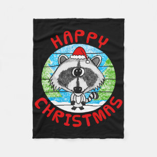 Racoon Christmas Snow Xmas Funny Fleece Blanket