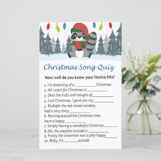 Racoon christmas song quiz game (Standing Front)