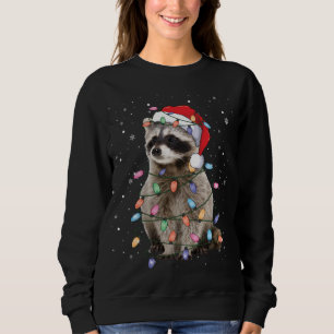 Racoon Christmas Tree Lights Pajama Racoon Lover Sweatshirt