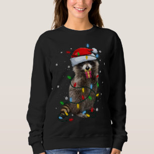 Racoon Christmas Tree Lights Pajama Racoon Lover Sweatshirt