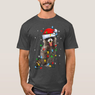 Racoon Christmas Tree Lights Pajama Racoon Lover T-Shirt