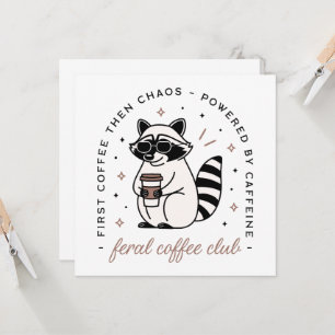 Racoon coffee lovers club funny wild animal card