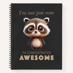 Racoon Concentrated Awesome Cute Adorable Funny Notebook