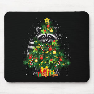 Racoon Cosplay Xmas Tree Matching Animal Lover Ki Mouse Pad