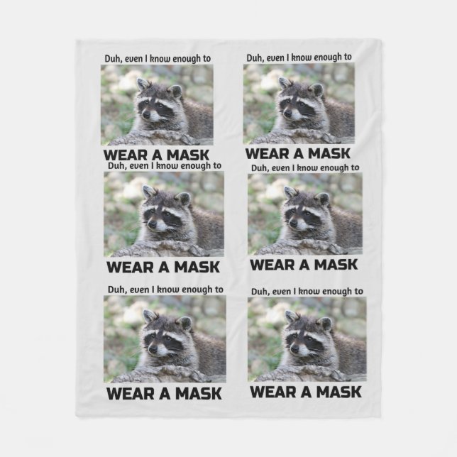 Racoon Covid ask for a Mask cover Fleece Blanket (Front)