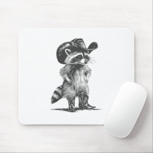 Racoon Cowboy Funny Racoon Graphic Meme Men Women Mouse Pad