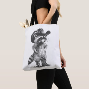 Racoon Cowboy Funny Racoon Graphic Meme Men Women Tote Bag