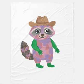 Racoon Cowboy Hat Blanket – Dusty Pink Folk Art