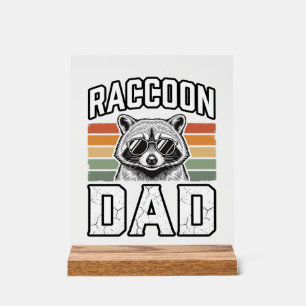 Racoon Dad Vintage Engraving Retro Vector Design_ Acrylic Sign