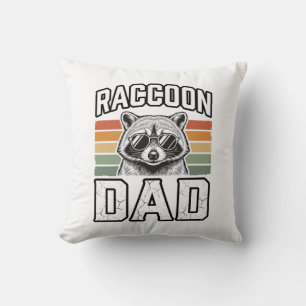 Racoon Dad Vintage Engraving Retro Vector Design_ Cushion