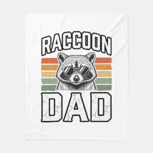 Racoon Dad Vintage Engraving Retro Vector Design_ Fleece Blanket