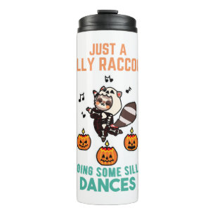 Racoon Dancing Halloween Pumpkin Party Thermal Tumbler