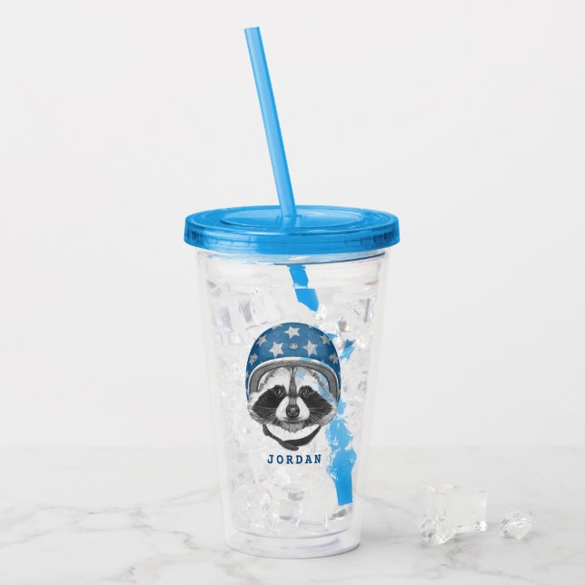 Racoon Daredevil | Add Your Name Acrylic Tumbler (Front Ice)