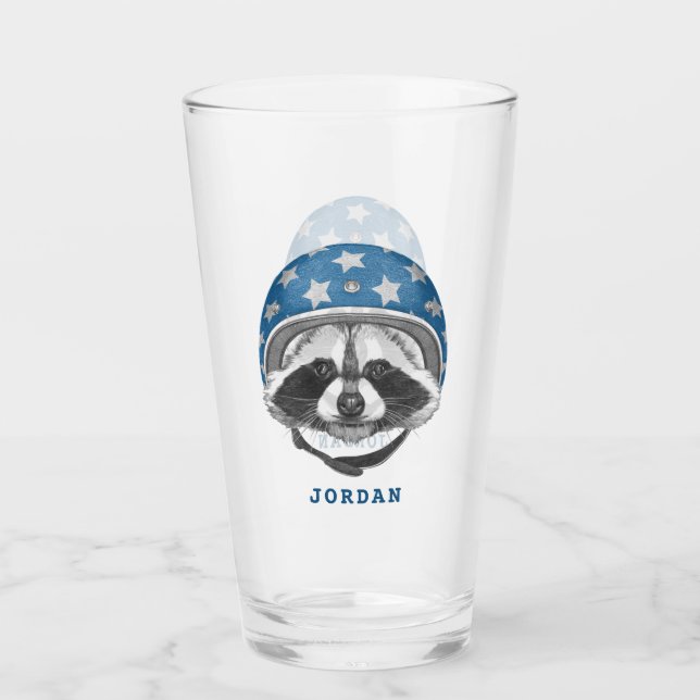 Racoon Daredevil | Add Your Name Glass (Front)